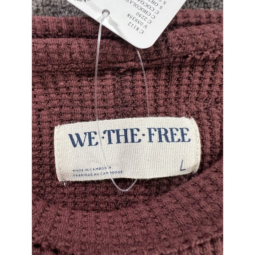 Free People We The Free All In Cuff Top In Chocolate Combo Thermal NWT Large - Picture 10 of 13